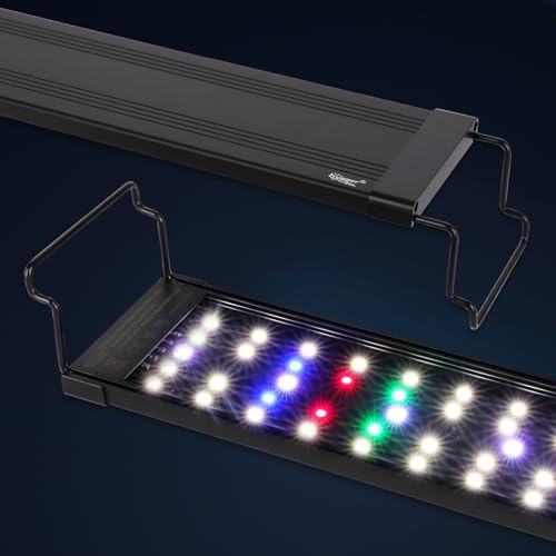 hygger 20W Aquarium Lampe, Aquarium LED Beleuchtung Day-Night Dual Timer Vollspektrum LED, Adjustable Timer Brightness 9 Colors Fish Tank Light für 45-60cm Süßwasser Tanks