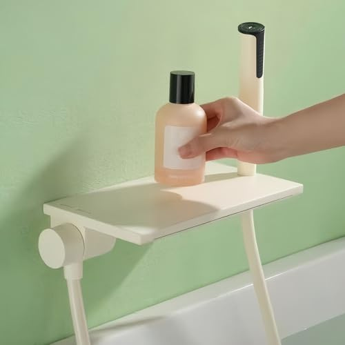 BiaoTeng Grifo Cascada Bañera Pared 3 Modos agua Fría y Caliente Grifo con Ducha para Bañera Leche Blanca