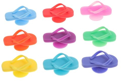 NIYANGLE 9pezzi Ciondoli Decorativi per Vino Segnabicchieri in Silicone Riutilizzabili Accessori per Vino per Identificare Bicchieri da Festa