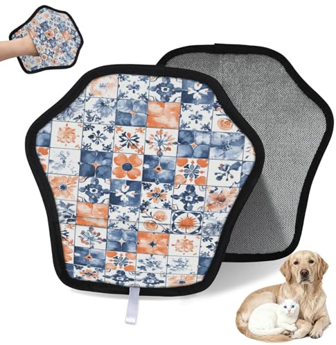 WowPrint Wasserfarben-Kunstdruck, Tierhaarentfernungshandschuh für Katzen und Hunde, wiederverwendbar, elektrostatische Tierhaar-Handschuhe, Bürstenwerkzeug für Couch, Kleidung, Teppich, Möbel