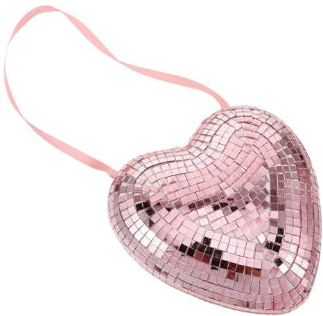 Cabilock Palla da Discoteca Specchio Cuore Decorazione Retro Riflettente per Feste e Casa Accessorio Glitter per Party San e Bar Ornamento Sospeso Romantico e Facile da Pulire