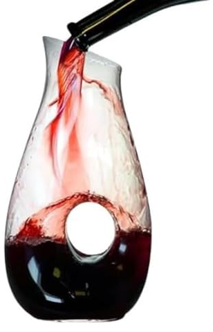Decanter per Vino Rosso da 1500 ml, caraffa per Vino in Cristallo a Cerchio Cavo, aeratore per Vino per Gli Amanti del Vino Rosso - Vetro Cristallo al Piombo