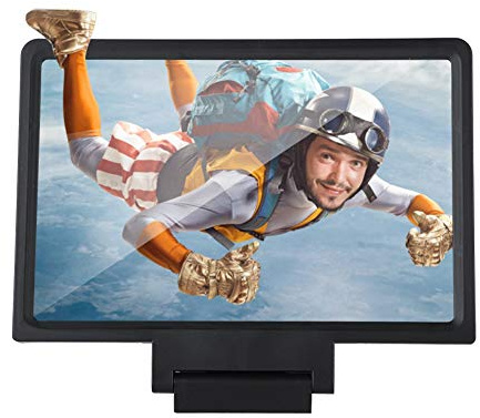 Aramox Lupa de Pantalla de Teléfono Marco de ABS Lente de PVC Amplificador de Teléfono Móvil Soporte Plegable de 7 Pulgadas con Altavoz Vista Ampliada 1.5X para Leer Películas Noticias en Línea