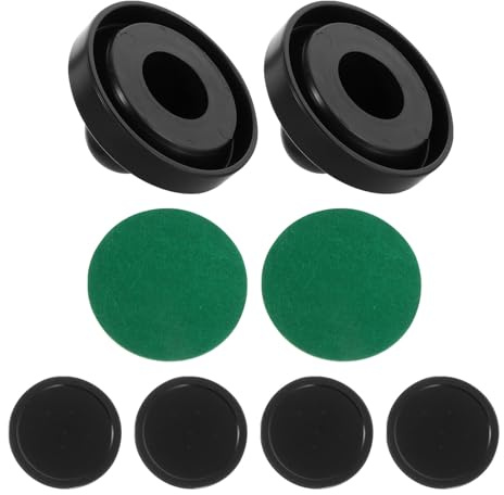 Happyyami Set 2 Spingitori Air Hockey 96Mm + 4 Dischi 64Mm Nero in Plastica Accessori Ricambio Tavolo Air Hockey per Gioco da Sala Parti per Esperienze di Gioco Competitive
