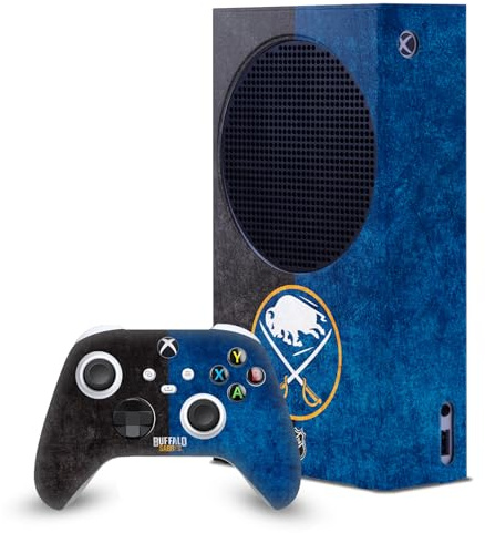 Head Case Designs Offizielle NHL Halb beunruhigt Buffalo Sabres Spielekonsolen Wickeln Und Gamecontroller-Häute Im Paket kompatibel mit Xbox Series S Console & Controller Bundle