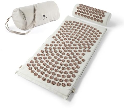 Myga Acupressure Mat & Pillow Set – Bed of Nails Mat with Neck Pillow & Carry Bag – Spike Mat for Back Pain Relief, Muscle Recovery, Stress Relief & Relaxation | 80 x 43cm
