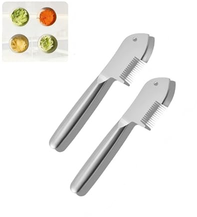 Pelador de juliana multiusos de acero inoxidable, pelador de juliana multiusos, pelador de verduras en juliana, para cocinas domésticas del Reino Unido y la UE (2)