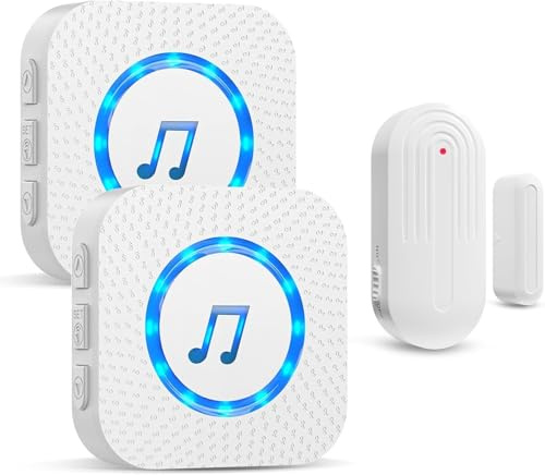 SanJie Tür Fenster Sensor,Türalarm Fensteralarm 150M/500FT Reichweite 55 Melodien auf 5 Volumes,Türsensor Home Alarmanlage Tür Laden/Haus Fensterkontakt (2 Empfänger 1 Sensoren)