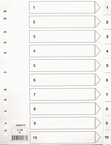 Q-Connect KF00179 Zahlenregister - 1-20, PP, A4, 20 Blatt, weiß