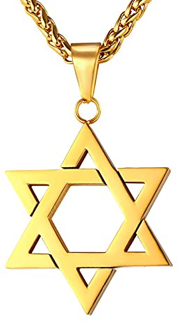 U7 Jewish Jewelry 18K Gold Plated Star of David Pendant Necklace Chain Israel Necklace for Men