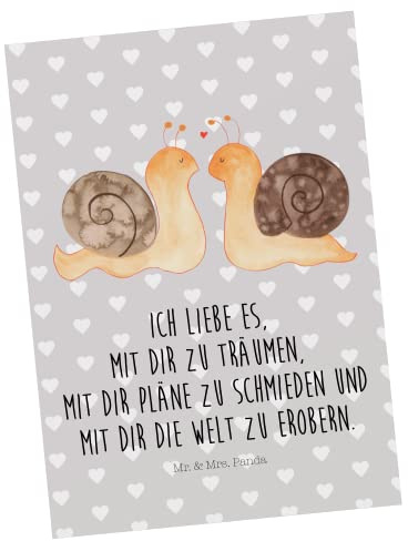 Mr. & Mrs. Panda Postkarte Schnecken Liebe - Geschenk, Ehe, Pärchen, bildkarte, Paar, Ansichtskarten, glücklich, Postkarten, Ansichtskarte, Zukunft, Freundin, Grußkarte