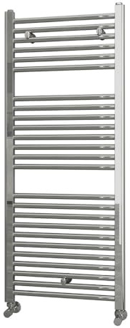 Kibath L408503 Sèche-serviettes radiateur à intégrer dans circuit d'eau chaude, tubes en acier avec finition chromée 1200 x 500 cm, compatible avec réseau de chauffage standard, chrome brillant