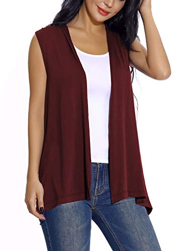 EXCHIC Damen Lassig Armellose Leichte Strickjacke Offene Vorderseite Tunika Weste
