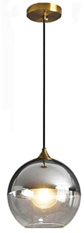 HJXDtech Pendelleuchte aus Glas,Industrielle Retro Glaskugel Pendellampe E27 Loft Bar Hängelampe Kronleuchter (Silber, 25cm)