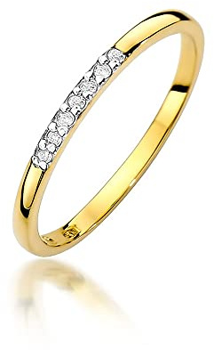 MARKO Damen-Goldring mit 0,035Ct Diamanten, 14 Karat Gold (585) | Goldring inklusive Box | Goldring für Frau (Gelbgold, 59 (18.8))
