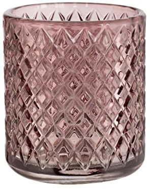 Wenko Bicchiere portaspazzolini Atessa rosa antico in vetro con strutturata a piccoli rombi per strumenti per l’igiene dentale per stanza da bagno e WC ospiti, 7,5 x 10 cm