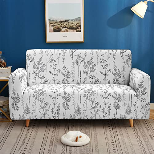 Highdi Floral Impresión Funda de Sofá Elástica, Fundas para Sofá de 1/2/3/4 Plazas, Universal Funda Cubre Sofas Ajustables Protector Cubierta de Muebles (Gris,2 plazas)