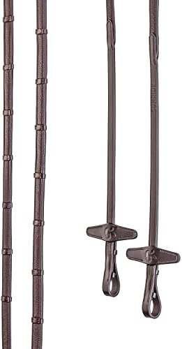 Sunride teilbare Gummizügel mit Stegen für Pferde, aus weichem Echtleder und griffigem Gummi (Pony 255 cm, braun)