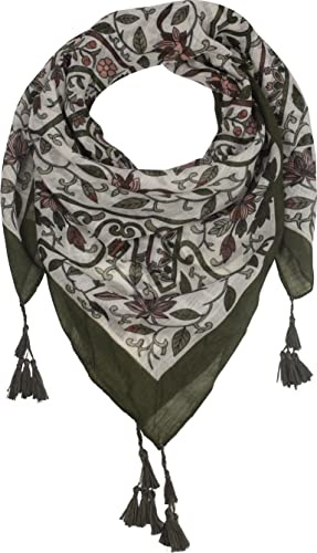 fashionchimp Damenschal mit Zier-Quasten und Muster-Mix Stickerei, Fransen-Schal, Dreieck-Tuch