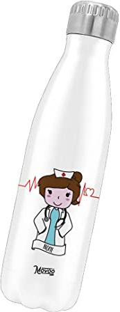 Borraccia Termica Bottiglia Termica Acciaio Inox 500ml Bottiglia Termica Made in Italy Ecologica 24 Ore Freddo & 12 h Caldo - Personalizzata con nome - Infermiera Donna