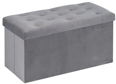 Bonlife Folding Velvet Ottoman Storage Bench,Long Shoes Bench,Footrest Stool Seat,Toy Chest Storage Box with Lid,Footstool for Living Room,80x40x40cm
