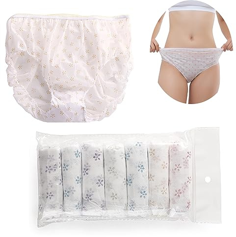 Travelcare 7 Pezzi Biancheria Intima Non Tessuta USA e Getta da Donna Slip da Donna Stampa di Carta Mutandine per Viaggi Hotel Spa Soggiorni in Ospedale Emergenze