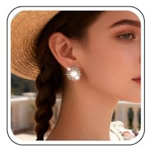 Inateannal Vintage Large Crystal Pearl Earrings Gold Round Pearl Earrings Rhinestone Pearls Circle Earring Sparkle Cz Wedding Bridal Earring Jewelry for Women