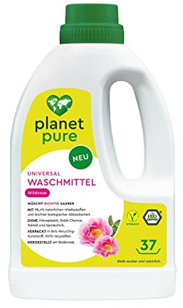 PLANET PURE Universal Waschmittel 37 WL, Wildrosen, 98,4% natürliche Inhaltsstoffe