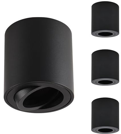 Gleonlux Faretto da Soffitto Orientabile Nero 4 Pcs,LED Faretti da Soffitto 230V, Alluminio lampada da soffitto Downlight,rotondo Faretto Interni, plafoniera led soffitto moderna,con attacco GU10