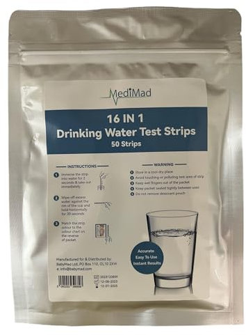 Drinking Water Test Kit, 50 Strip Pack 16 IN 1 Testing Strips for Drinking Water, Home Water Quality Test Lead Test Kit for Hardness PH Manganese Nitrate Iron Nitrite Copper Chlorine & More