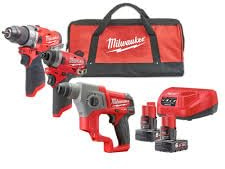 MilwaukeeM12 Energie-Kit 12 V 6 Ah mit 3 Werkzeugen FPD2, CH, FID2