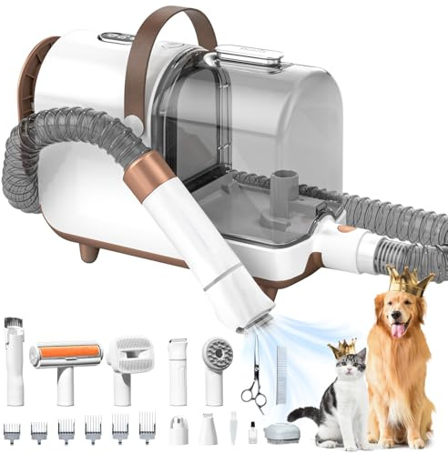 Bunfly Pet Suction and Grooming Kit, 13,000 kPa Strong Suction, 99% Pet Hair Removal, 3L Capacity, 16 Grooming Tools for Dogs, Cats and More, Household Cleaning