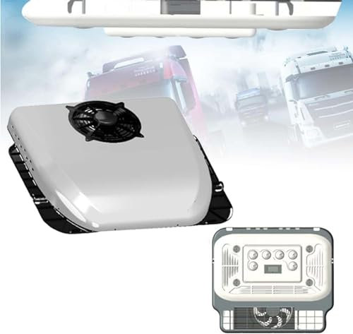 MAYFABD RV Rooftop Air Conditioner Ultra Thin Electric Parking Air Conditioning Universal Car Air Conditioner for Motorhome Camper Van Caravans Bus Boat 12V 24V Cooling Only,White,12V