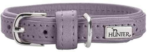 Hunter Hundehalsband SOHO MINI, Farbe: Flieder-grau, Rindsleder, weich & geschmeidig, fellschonend, leicht, für kleine Hunde & Welpen, Made in Germany, Größe: 32