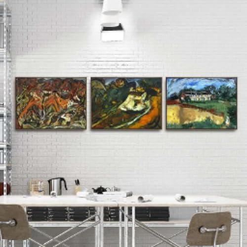 FOKTMS Klassische abstrakte Wandkunst, Natur, Grün, Menschen, Ölgemälde, Darstellungen, HD-Druck, Poster, Heim-/Wohnzimmerdekoration, 40 x 60 cm, 3 Stück, ohne Rahmen