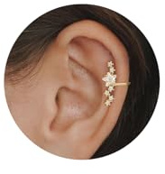 NECOCY Ear Cuff Earrings for Women Non Piercing, 14K Gold Plated Dainty Ear Cuff No Pierced Clip On Cartilage Cuff Earring Trendy Diamond Northstar Starburst Fake Earring Jewelry Gift Ardant