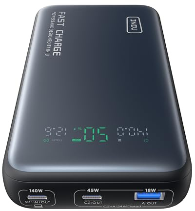 Batterie externe Iniu Powerbank 140 W Leopard Power avec 2 USB C +1 USB A 25000 mAh Noir