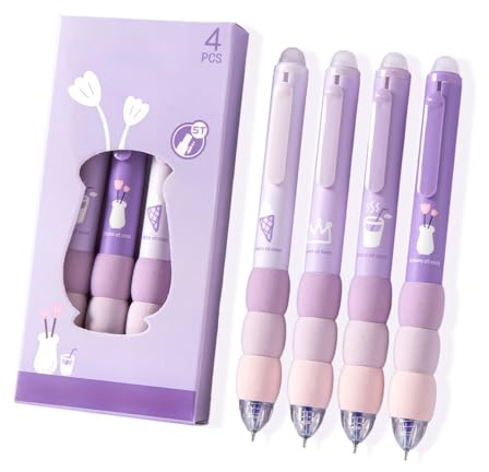 RTRTGS 4 Stück Radierbarer Kugelschreiber, Erasable Pen Set einziehbare Tintenroller Radierbar für Studenten Geschenk, Schul Bürobedarf