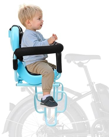 Tyvotrend Kindersitz Fahrrad Hinten, Fahrradkindersitze Kinderfahrräder Rücksitz Abnehmbar Kinder Fahrradsitz mit U-förmige Geländer & Rückenlehne & Fußstützen, für 6 Monaten bis 6 Jahren alt (Blau)