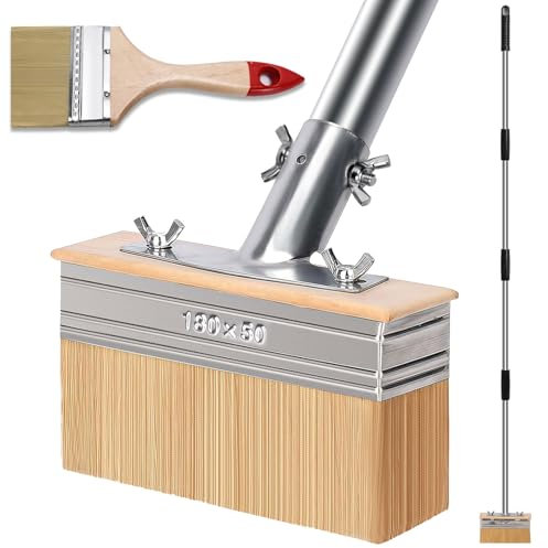 Ezkamfort 7 Decking Paint Brush Deck Stain Applicator with 64Long Handle,3 Paint Brush Included,Block Staining Brushes for Woodstains,Decking Paints Stains,Deck Coatings,Fence Wall Furniture