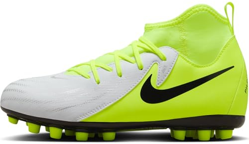 Nike Jr. Phantom Luna 2 Academy AG High-Top jüngere/ältere Kinder Fußballschuh, Metallic Silver/Black-Volt, 37.5 EU