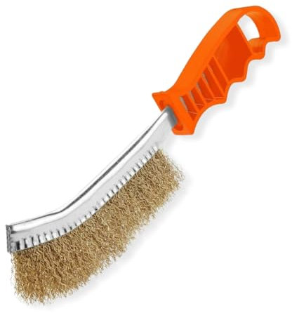 PARENCE.- Brosse en Laiton avec Manche en Plastique - Borsse métallique en Acier Polyvalente Nettoyage Décapage - Bricolage