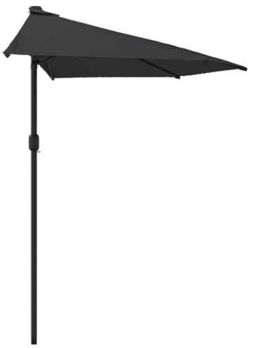 Toshilian Demi-Parasol, Demi Parasol de Balcon Semi-Circulaire Parasol de Jardin Parasol de balcon avec mât en aluminium Noir 270x144x222cm Demi