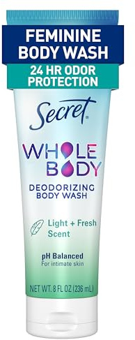 Secret Feminine Wash, 24 HR Deodorizing Feminine Body Wash for Women, Removes 6x Causes of Odor, PH Balanced, Safe to Use Everywhere, Light & Fresh, 8.0 oz
