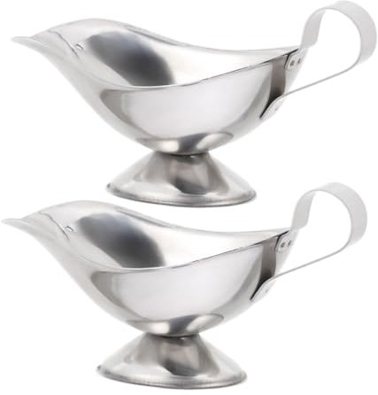 TOPBATHY 2pcs Stainless Steel Gravy Boat 5oz Sauce Jug Handle Metal Gravy Bowl for Serving Condiments and Dipping Sauces for Dinner and Thanksgiving