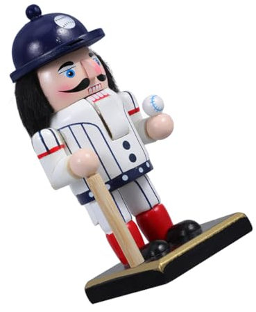 iplusmile Figurine de Casse-Noisette Bois Décoration de Bureau Thème de Baseball Ornement Casse-Noisette pour Fêtes Anniversaire et Décorations