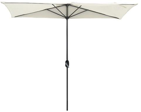 MACAGGTNTU 2.5x1.3m Parasol Rectangulaire Petit Parasol De Terrasse, Extérieur Parasol De Marché avec Manivelle Facile, Parasol De Jardin Robuste(Beige)