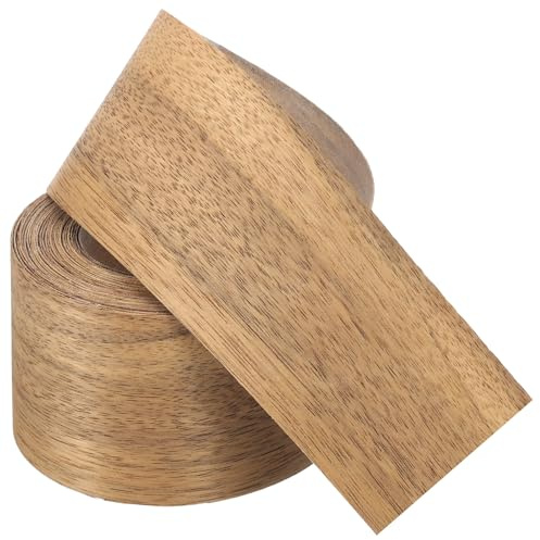 PATIKIL Cinta De Borde De Black Limba 7.6m x 76mm Cinta De Chapa De Madera | Pretensada Flexible, Para Borde De Contrachapado, Con Adhesivo Termofusible, Para Restauración, 3 x 25 Pies