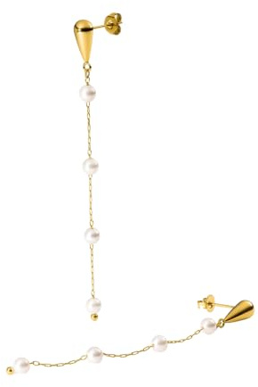 Purelei Dewdrop Ohrringe – Elegante Hänger mit Muschelperlen an feiner Kette – Edelstahl 18K vergoldet – 75 mm Länge – Festlicher Perlenschmuck für Damen – Gold/Silber/Roségold