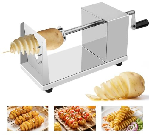 KINGHON Spiralschneider Kartoffelschneider, Edelstahl Kartoffelspiralenschneider mit Rutschfester Griff, Spiralkartoffelschneider für Obst, Kartoffeln, Tornado Chips, Gurken Oder Karotten